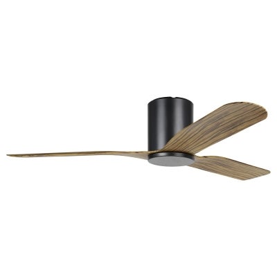 Iluka Indoor / Outdoor DC Hugger Ceiling Fan with Remote, 132cm/52", Black / Rustic Brown