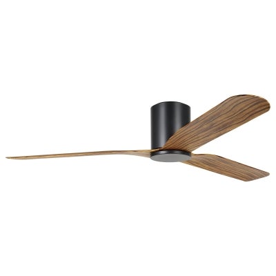 Iluka Indoor / Outdoor DC Hugger Ceiling Fan with Remote, 150cm/60", Black / Rustic Brown