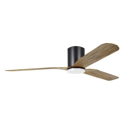Iluka Indoor / Outdoor DC Hugger Ceiling Fan with CCT LED Light & Remote, 150cm/60", Black / Rustic Brown