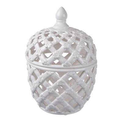 Woniora Lattice Ceramic Lidded Jar, Large