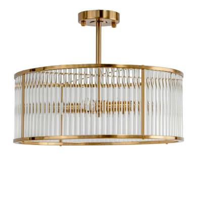 Farrah Glass & Metal Flush Mount Ceiling Light, Brass