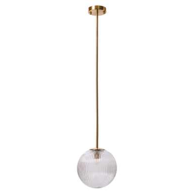 Baden Fluted Glass Ball Pendant Light, Medium, Antique Brass