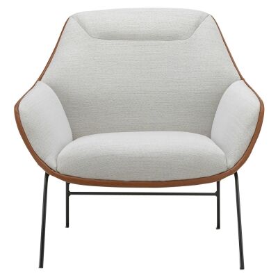 Mii Fabric & Vegan Leather Occasional Lounge Armchair, Dove White / Tan