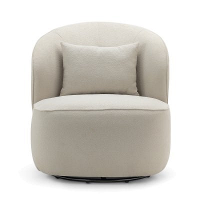 Zuri Boucle Fabric Swivel Lounge Chair, Taupe