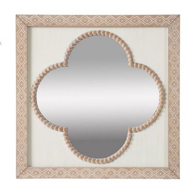 Juno Wooden Frame Square Wall Mirror, 50cm