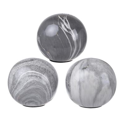 Cooroibah 3 Piece Marbleized Ceramic Ornament Ball Set, Grey