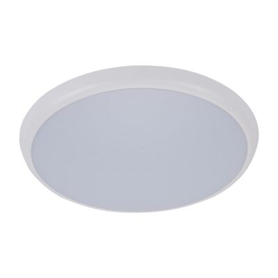 Solar IP54 Indoor / Outdoor Slimline LED Oyster Light, Tricolour, Round, 30cm, White