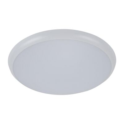 Solar IP54 Indoor / Outdoor Slimline LED Oyster Light, Tricolour, Round, 40cm, White
