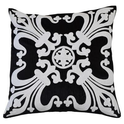 Provence Embroider Velvet Scatter Cushion Cover, Black