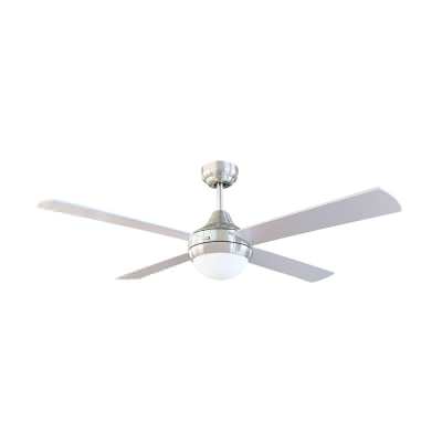 Tempo Plus AC Ceiling Fan with Light, 132cm/52'', Brushed Chrome