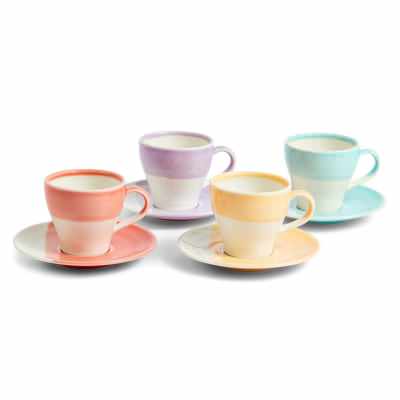 Royal Doulton 1815 Bright Porcelain Espresso Cup & Saucer Set, Set of 4