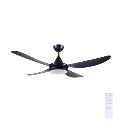 Vector Indoor / Outdoor DC Ceiling Fan with CCT Dimmable LED Light, 132cm/52'', Black