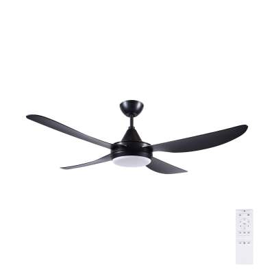 Vector Indoor / Outdoor DC Ceiling Fan with CCT Dimmable LED Light, 142cm/56'', Black