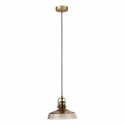 Hoist Glass Pendant Light, Antique Brass / Amber