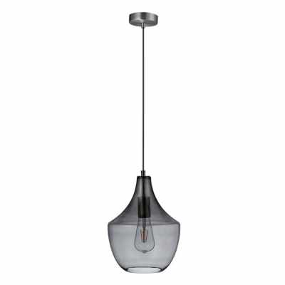 Sail Glass Pendant Light, Satin Chrome / Smoke