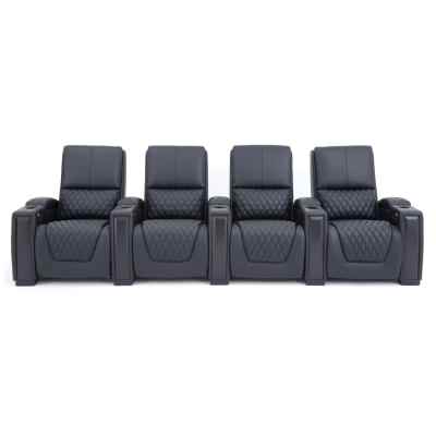 Alexandra Leather Electric Home Theatre Recliner Sofa, 4 Seater, Black