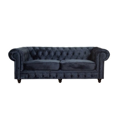 Cleo Velvet Fabric Chesterfield Sofa, 3 Seater, Navy