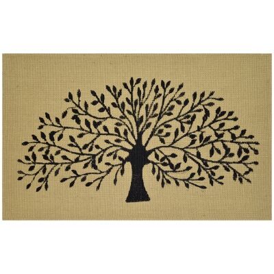 Tree of Life Jute Borderless Doormat, 80x50cm, Hay