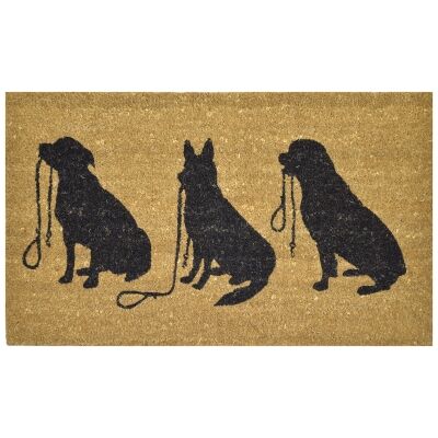 Waiting Dogs Coir Doormat, 75x45cm