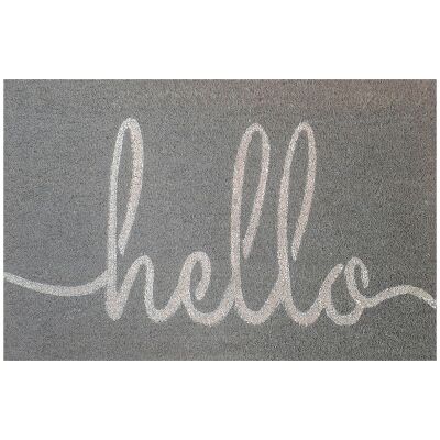 Script Hello Coir Doormat, 80x50cm, Grey
