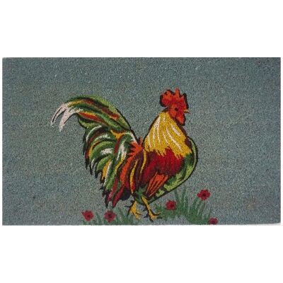 Rooster Illustration Coir Doormat, 75x45cm