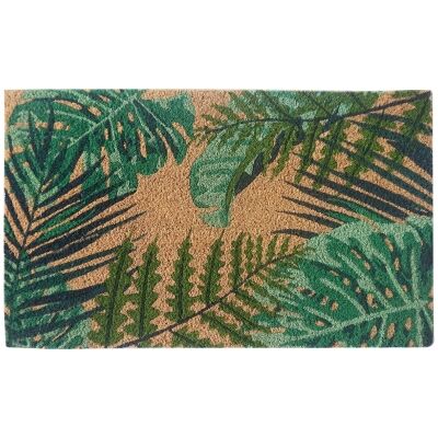 Tropical Leaves Coir Doormat, 75x45cm