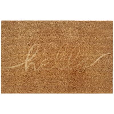 Shae Coir Doormat, Embossed Hello Script, 90x60cm