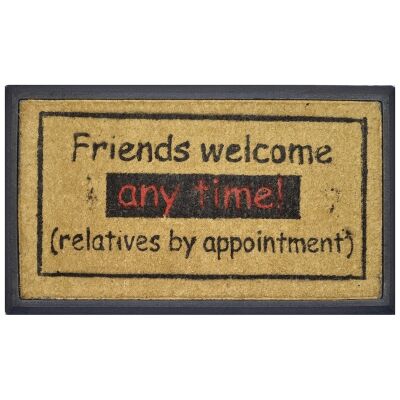 “Friends Welcome Anytime” Rubber Edged Coir Doormat, 70x40cm