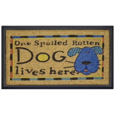 Spoiled Rotten Dog Rubber Edged Coir Doormat, 70x40cm