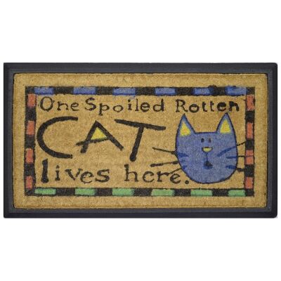 Spoiled Rotten Cat Rubber Edged Coir Doormat, 70x40cm