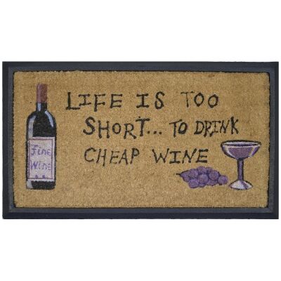 Life Is Too Short Coir & Rubber Doormat, 70x40cm