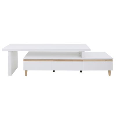Rachel Mordern 3 Drawer Extendable TV Unit, 160-286cm, High Gloss White