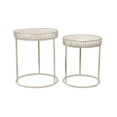 Speyside Iron 2 Piece Round Tray Top Side Table Set