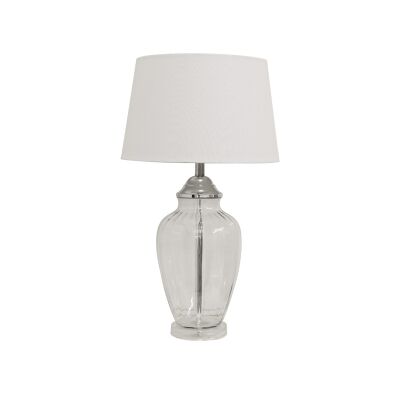 Addison Glass Table Lamp, Clear / White