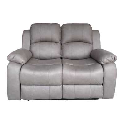 Hunsdon Leather Look Fabric Recliner Sofa, 2 Seater, Truffle