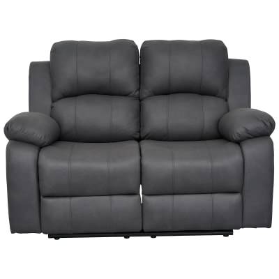 Hunsdon Leather Look Fabric Recliner Sofa, 2 Seater, Charcoal
