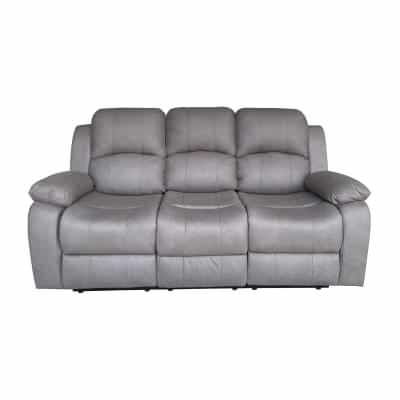 Hunsdon Leather Look Fabric Recliner Sofa, 3 Seater, Truffle