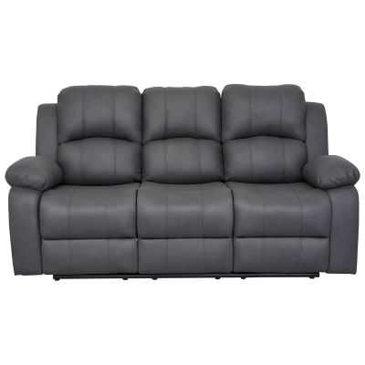 Hunsdon Leather Look Fabric Recliner Sofa, 3 Seater, Charcoal