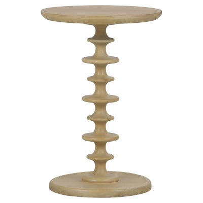 Alessio Mahogany Timber Round Side Table, Fruitwood