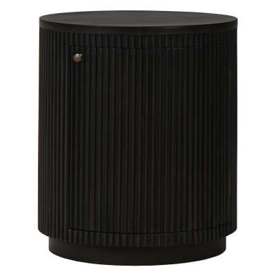 Zareth Mahogany Timber Round Bedside Table, Licorice