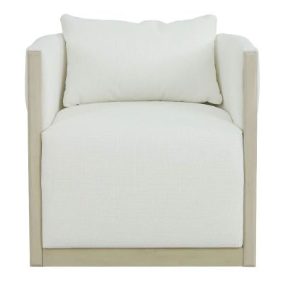 Zareth Fabric & Mahogany Timber Swivel Tub Chair, Sandbar / Artic White