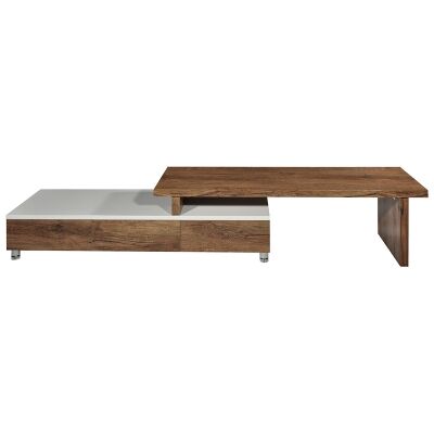 Charlene 3 Drawer Extendable TV Unit, 164cm-286cm, Antique Oak / High Gloss White