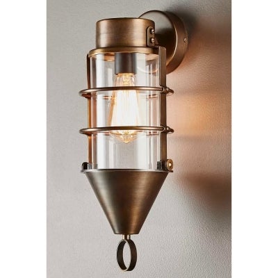 Eastwood IP54 Indoor / Outdoor Bunker Wall Light, Antique Brass