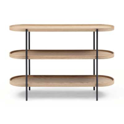 Cleo Wood & Metal 3 Tier Display Shelf, 120cm, Ash / Black