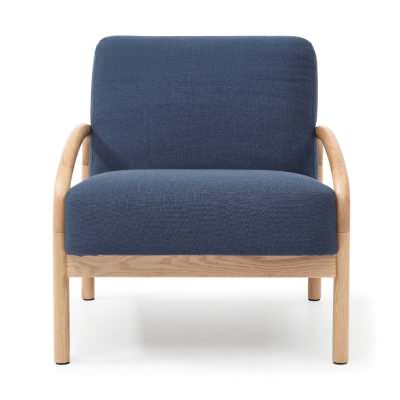 Luna Fabric & Ash Timber Armchair, Navy