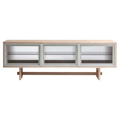 Oscar Fluted Glass & Wood 3 Door TV Unit, 180cm