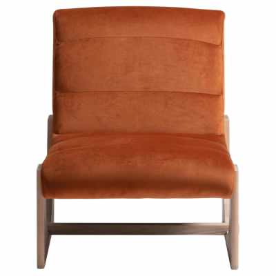 Oscar Velvet Fabric Lounge Chair, Rust
