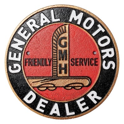 General Motors Dealer Cast Iron Round Wall Sign