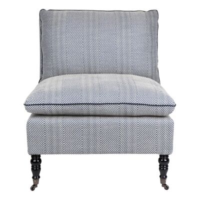 Candace Fabric Lounge Chair, Blue Chevron