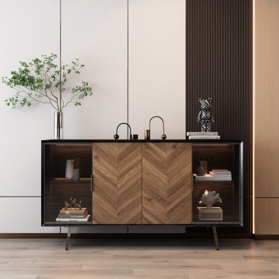 Aximo Wooden 4 Door Sideboard, 140cm